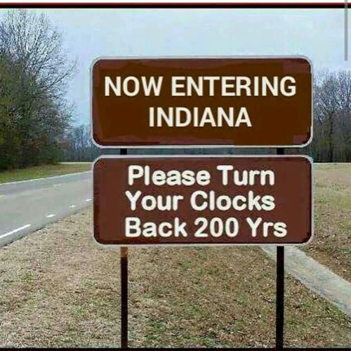 Except for Indianapolis, because they don't play along with the whole Daylight Savings thing....