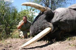 This is a picture of Jimmy John Liautaud, owner of Jimmy John's, bravely standing next to an elephant he just killed. Just in case you don't feel like supporting his trophy hunting habit anymore.